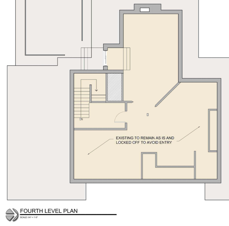 Renovation drawings- west elevation of house. Preservation. Community.
